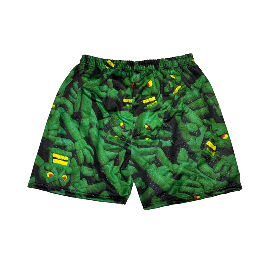 GREEN SKELLY CAMO (MESH SHORTS)